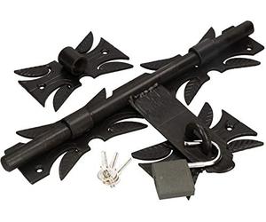 KOTARBAU® Look vintage 320 mm (16,53 in) con lucchetto Bullone Cancello Scrocco Chiusura a scatto Serratura Bullone Barile Capannone Pollaio Pollaio verniciato a polvere Nero