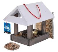 KOTARBAU® Mangiatoia da Esterno in Legno - Nero & Blanco - 27 x 20 x 24 cm - Casetta Legno Per Uccelli - Mangiatoia Uccelli Selvatici - Da Esterno Con Cibo 0.5 kg