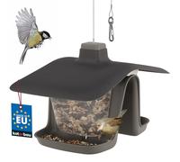 KOTARBAU® Mangiatoia Uccelli Da Esterno - Plastica - 28x17,5 cm - Nero - con Cavo in Acciaio - Resistente Alle Intemperie - Mangiatoia Uccelli Selvatici - Facile Da Appendere - Design Moderno