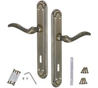 KOTARBAU® Maniglia per porta da 90 mm BB ZnAl con placca lunga, maniglia per porte interne, maniglia lunga a rosetta, maniglia per porta decorata, patinata