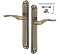 KOTARBAU® Maniglia per porte interne a piastra lunga con finitura patina, guarnitura per maniglia per porte interne, serratura per porte da camera, guarnitura per maniglia classica