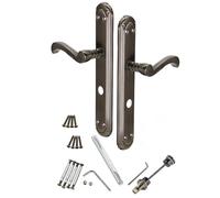 Kotarbau Maniglia per porte interne ed esterne, guarnitura per porta a piastra lunga con nottolino per WC, da 72 mm