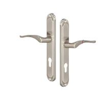 Kotarbau Maniglia per porte interne PZ Türklinke da 72 mm in satin, guarnitura per porta a piastra lunga con cilindro, serratura per porta interna classica