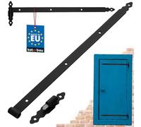 KOTARBAU® Nastro per la ricarica con ganci, 800 mm, in acciaio verniciato a polvere, con cuscinetti a sfera, cerniera nera sinistra e destra, per porta in legno