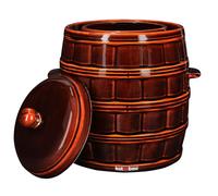 KOTARBAU® Pentola in gres porcellanato, 12 l, per cetrioli, con coperchio, in ceramica, ermetica, in ceramica, marrone, in terracotta