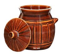 Kotarbau® - Pentola per fermentazione in terracotta da 2,7 l, per cetrioli, in gres, per fermentare, con coperchio