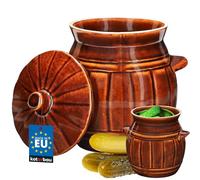 Kotarbau® - Pentola per fermentazione in terracotta da 3,7 l, per cetrioli, in gres, per fermentare, con coperchio