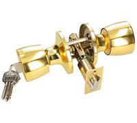 KOTARBAU Pomello per porta con serratura in metallo, pomello girevole e cilindro, con 3 chiavi, rosetta (oro)