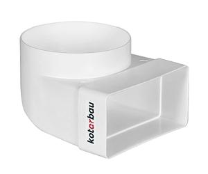 KOTARBAU® Raccordo di deviazione 90° per condotto di ventilazione 110 x 55 mm plastica pezzo di transizione Ø 100 mm bianco connettore per canale curva del canale aria di scarico aria di alimentazione