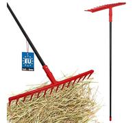 KOTARBAU® Rastrello da Giardino - Plastica - 54 cm - Rastrello per Foglie - Extra-Click 14 Denti - con Manico in Alluminio - 150 cm - Leggero - Ergonomico - Rosso e Nero