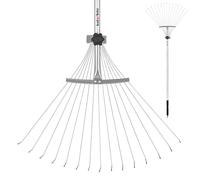 KOTARBAU® Rastrello Giardino - Rastrello per Foglie - Acciaio - Argento - Regolabile 20-56 cm - con Manico in Metallo - Robusto Rastrelli - per Giardino e Prato