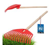 KOTARBAU® Rastrello per Bambini 190 mm in Plastica Scopa in Foglie con Manico in Legno 790 mm Arancione Giocattoli da Giardino Utensili da Giardinaggio