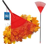 KOTARBAU® Rastrello Per Foglie - Plastica - 48 cm - Rastrello Giardino - Extra-Click - con Manico in Alluminio - 150 cm - Rastrelli Per Erba - Rosso e Nero
