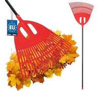 KOTARBAU® Rastrello Per Foglie - Plastica - 50 cm - Rastrello Giardino - Extra-Click - con Manico in Alluminio - 150 cm - Rastrelli Per Erba - Rosso e Nero