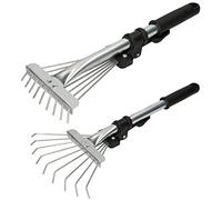 KOTARBAU® Robusta Scopa a Ventaglio 200 mm Rastrello con Manico in Metallo Regolabile 25-100 mm Mini rastrello Corto con 9 Denti Scopa per Foglie Utensili da Giardinaggio Accessori da Giardino
