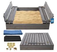 KOTARBAU® Sabbiera per Bambini con Coperchio, Legno di Pino, 120 x 120cm