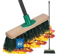 KOTARBAU® Scopa da Esterno - 30 cm - Spazzolone Per Pavimenti Esterni - Spazzolone Industriale - Scopa Giardino - in Legno di Faggio - Poliestere - Verde - con Manico in Metallo