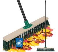 KOTARBAU® Scopa da Esterno - 50 cm - Spazzolone Per Pavimenti Esterni - Spazzolone Industriale - Scopa Giardino - in Legno di Faggio - Poliestere - Verde - con Manico in Metallo