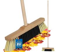 KOTARBAU® Scopa Da Esterno - Spazzolone per Pavimenti - 35 cm - Marrone - scopettone industriale - Scopa Industriale - per Esterni e Interni - con Manico in Legno