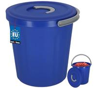 KOTARBAU Secchio con coperchio - 15 l - Secchio con coperchio e manico - PVC - Pattumiera da costruzione - Secchio per cibo con coperchio - Secchio per la pulizia - Secchio universale - Blu scuro