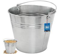 KOTARBAU - Secchio in Zinco 15L con Manico Secchio Acciaio Zincato per Acqua Giardino Lavori di Costruzione Rifiuti e Cucina Diverse Capacità Secchio Metallo Secchio Muratore