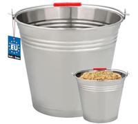 KOTARBAU® Secchio Metallo - Acciaio Inox - 14 L - Argento - Secchio per Cenere Camino - Robusto e Resistente alla Ruggine - per Cucina e Giardino