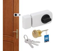 KOTARBAU® Serratura supplementare 50/60 mm Bianca a chiave singola con pulsante girevole manopola serratura Pomello serratura per porte serratura supplementare chiusura aggiuntiva catenaccio nottola