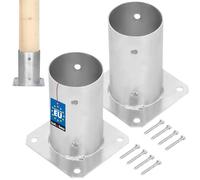 KOTARBAU® Set 2 Pezzi Fissaggio Pali Legno - Supporto per Pali in Legno - da Avvitare - Acciaio Zincato - Ø 80 mm - Argento - Staffa Travi - da Giardino - Supporto Palo - Resistente alla Corrosione