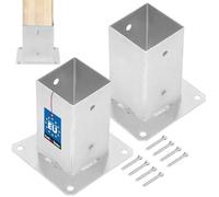 KOTARBAU® Set 2 Pezzi Fissaggio Pali Legno - Supporto per Pali in Legno - da Avvitare - Acciaio Zincato - 80 x 80 mm - Argento - Staffa Travi - da Giardino - Supporto Palo - Resistente alla Corrosione