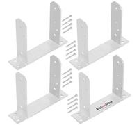 KOTARBAU® Set 4 Pezzi Staffe per Pali - TT - Fissaggio Pali Legno - Acciaio Zincato - 160 mm - Argento - da Avvitare - Staffa Travi Legno - Resistente Alle Intemperie
