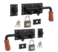 KOTARBAU® Set Chiavistello destro/sinistro 275 mm (10.63 in) a Scrocco con lucchetto verniciato a polvere Nero bullone chiusura catenaccio scatto serratura