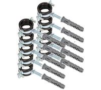 Kotarbau® Set di 10 fascette stringitubo da 2 cm, con inserto in gomma termoisolante, supporto per tubi a vite, supporto per canali, tubi tondi, canali di ventilazione