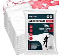 KOTARBAU® Set di 10 Telo Copritutto Per Imbianchino - Polietilene - 4 x 5 m - Trasparente - Telo Plastica Trasparente Spesso - Teli Plastica Per Imbiancare - Teli Pittura