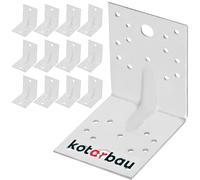 KOTARBAU Set di 12 connettori angolari da 100 x 100 x 80 mm, in acciaio zincato a caldo, angolo angolare con bordo, angolo in metallo, angolo di 90 gradi, angolo di costruzione