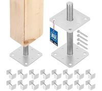KOTARBAU® Set di 16 Supporto per pali 160x160x250 mm regolamentato filettatura per recinzioni travi in legno zincato Manicotto di ancoraggio staffa pavimento