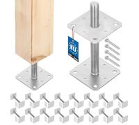 KOTARBAU® Set di 16 Supporto per Pali in Legno 110x110x250 mm Supporti Regolabili Pavimento Travi in Legno Zincato Manicotto di Ancoraggio Palo Staffa Pali Legno Fissaggio Pali Legno