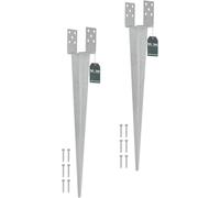 KOTARBAU® Set di 2 boccole per pali da 0 a 160 mm, in acciaio argentato, zincato a caldo, regolabile, per pali in legno, ancoraggio a terra, boccola a terra