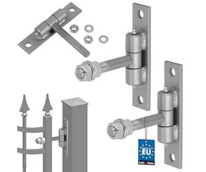 KOTARBAU® - Set di 2 cerniere per cancelli con piastra di montaggio e ugelli per grasso, regolabili, diametro 16 mm, per porte, cancelli, costruzione robusta