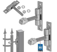 KOTARBAU® - Set di 2 cerniere per porta con piastra di montaggio e snodi lubrificanti, regolabili per porte e cancelli, costruzione robusta ⌀ 20 mm