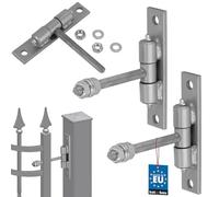 KOTARBAU® - Set di 2 cerniere per porta con piastra di montaggio e snodi lubrificanti, regolabili per porte e cancelli, costruzione robusta ⌀ 12 mm