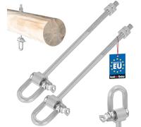KOTARBAU® - Set di 2 ganci di sicurezza per altalena M10 x 190 mm, con grillo per le travi, fissaggio a bulloni, filettatura zincata
