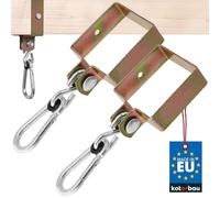 KOTARBAU® Set di 2 ganci per altalena, 90 x 90 mm, quadrati, moschettone, fascetta per altalena, ganci per bracciale, colore giallo zincato
