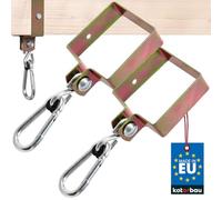 KOTARBAU® Set di 2 ganci per altalena, rettangolari, 100 x 100 mm, con moschettone, fascetta per altalena, in acciaio zincato, gancio per altalena, gancio per altalena, gancio per amaca
