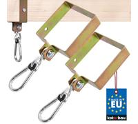 KOTARBAU® Set di 2 ganci per altalena, rettangolari, 120 x 120 mm, con moschettone, fascetta per altalena, in acciaio zincato, gancio per altalena, gancio per altalena, gancio per amaca