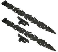 KOTARBAU® Set di 2 nastri in ferro battuto con ganci, 600 mm, cerniere per porta, cerniere per porta, cerniere per porta, rivestimento in polvere