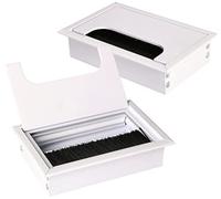 KOTARBAU® - Set di 2 passacavi in alluminio anodizzato per mobili, passacavi squadrato, 120 x 80 mm, colore: bianco