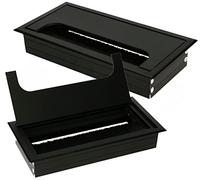 KOTARBAU® - Set di 2 passacavi in alluminio anodizzato per mobili, passacavi squadrato, 160 x 80 mm, colore: nero