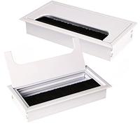 KOTARBAU® - Set di 2 passacavi in alluminio anodizzato per mobili, passacavi squadrato, 160 x 80 mm, colore: bianco