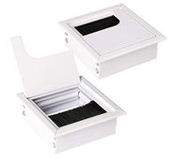 KOTARBAU® - Set di 2 passacavi in alluminio anodizzato per mobili, passacavi squadrato, 80 x 80 mm, colore: bianco