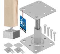 KOTARBAU® Set di 2 supporti per pali, 110 x 110 mm, regolabile in altezza, 90 - 150 mm, zincato galvanizzato, da avvitare, piedini di sostegno, base di cemento, regolabile